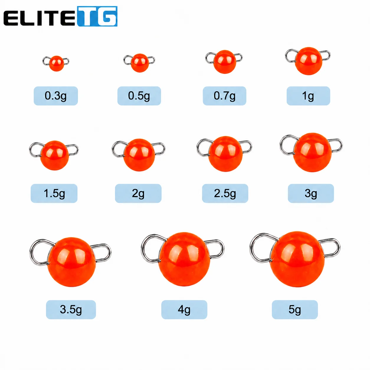 Elite TG 10 Stück 0,3-3g Farbige Wolfram Cheburashka Gewichte für Höhere Sensibilität beim Angeln – Detail 4