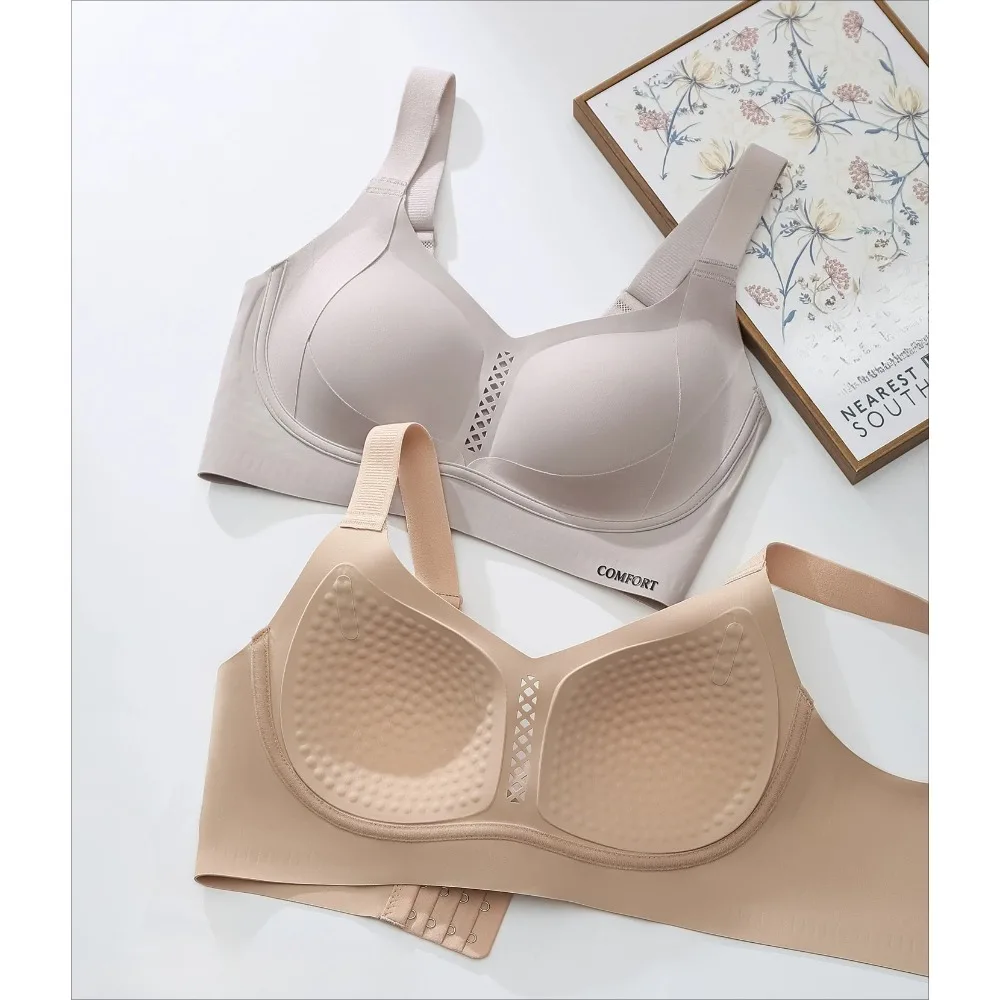 Ladies Invisible Foundation Skin Tone Bra Summer Thin Seamless Brassiere Side Collection Anti Sag Big Bust Minimizer M-3XL