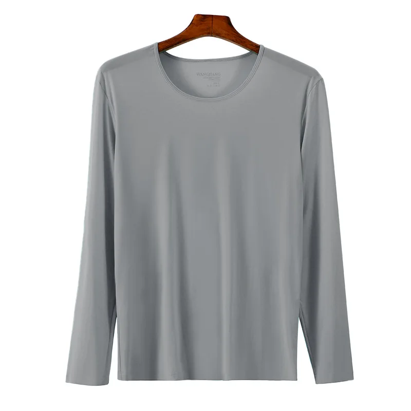 

Men's Ice Silk Undershirt Thermal Underwear Tops Super Thin Silky Smooth Sheer T Shirts High Elastic Slim-fitting Long Johns