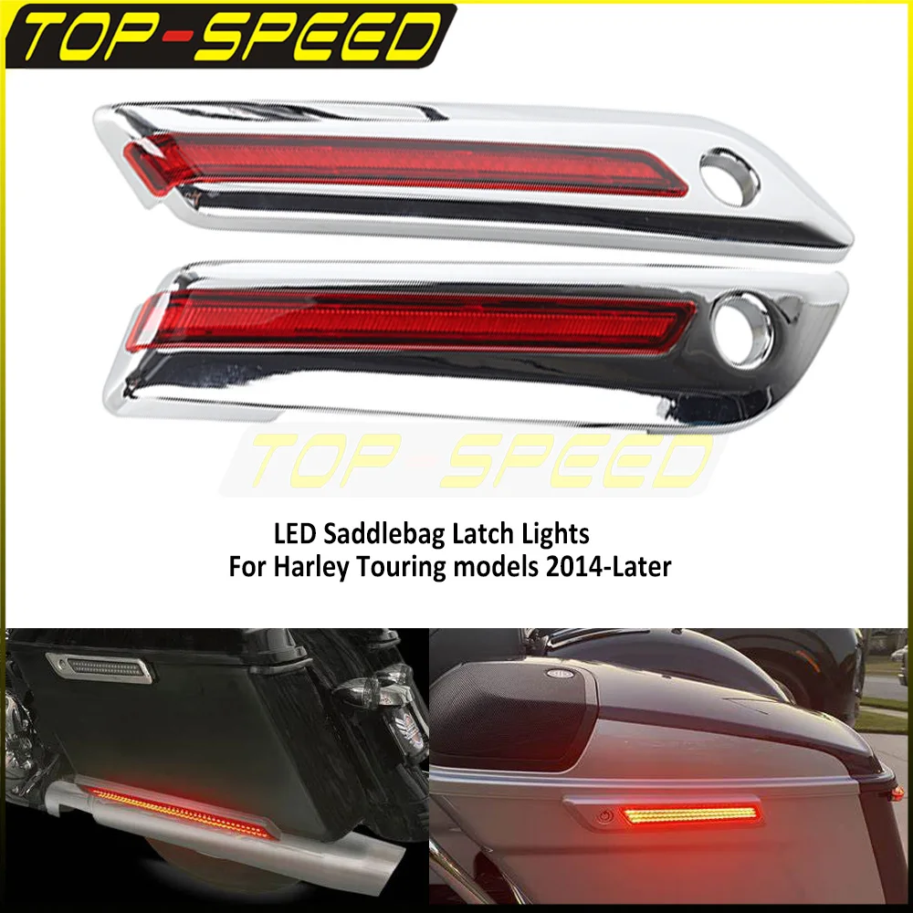 Motorcycle LED Saddlebag Reflectors Flowing Brake/Turn Signal Lights Red Lens For Harley Touring Road King/Ultra Classic Electra