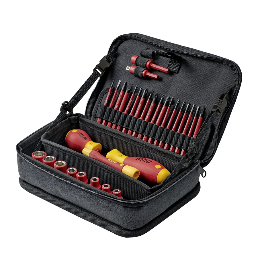 WIHA 32 pcs Multifunctional Screwdrivers Set Electric Replaceable Screwdriver Bits With Tool Case for Work Up To 1,000 VAC 43465