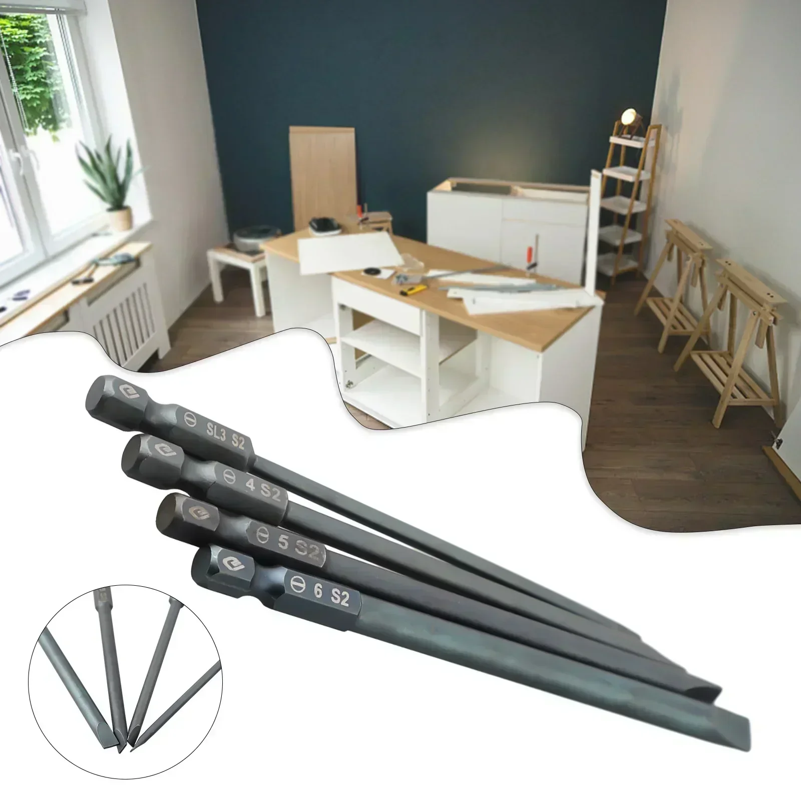 1pc 100mm Flat Head Slotted Tip Screwdriver Bit 1/4 Inch Hex Shank Magnetic Screw Drivers Bits Hand Tool SL3.0 SL4.0 SL5.0 SL6.0