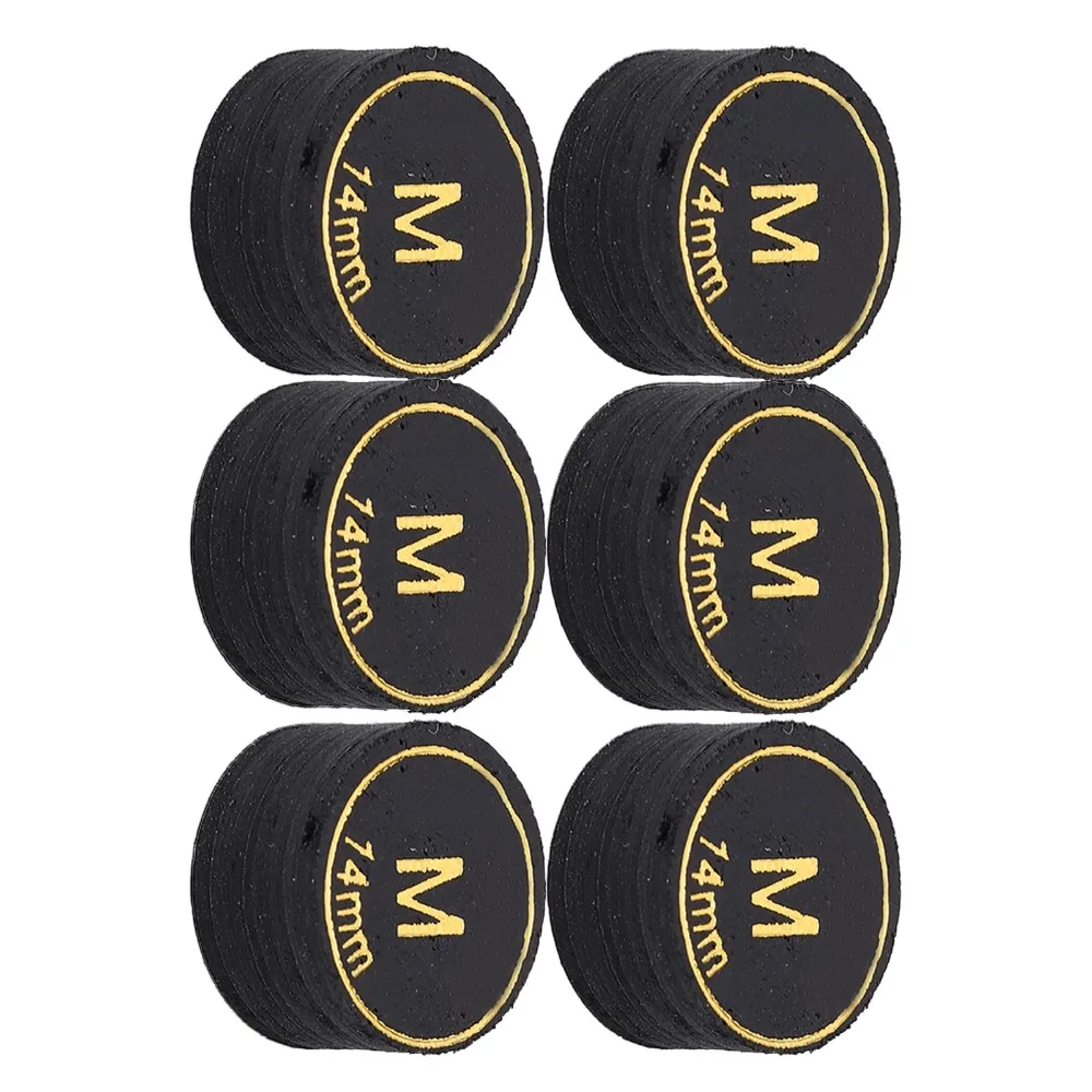 

6pcs Multiple Layer Pool Cue Tips Laminated Faux Leather Snooker Stick Tip 14mm Glue-on Cue Tips Replacement Pool Cues