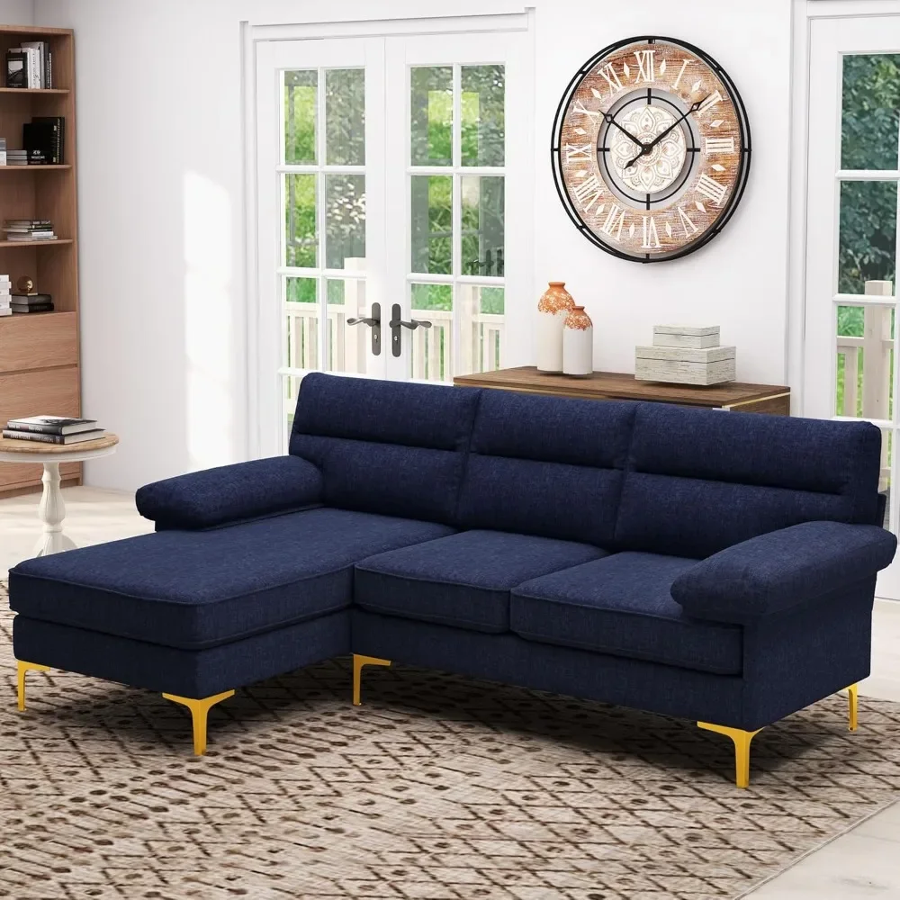 Sectional Couches for Living Room, Modern Chenille Convertible Sofa Bed L-Shaped Couch 3 Seats Sofas with Reversible Wide Chaise