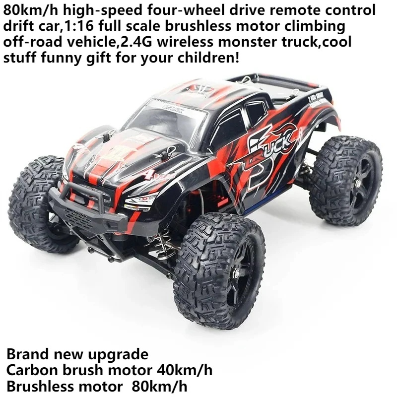 

Cool Stuff Toy Car Funny Gift-80km/h High-speed 4WD Rc Cars,1:16 Brushless Monster Truck,Kawaii Off-road Rc Truck,Toys for Kids