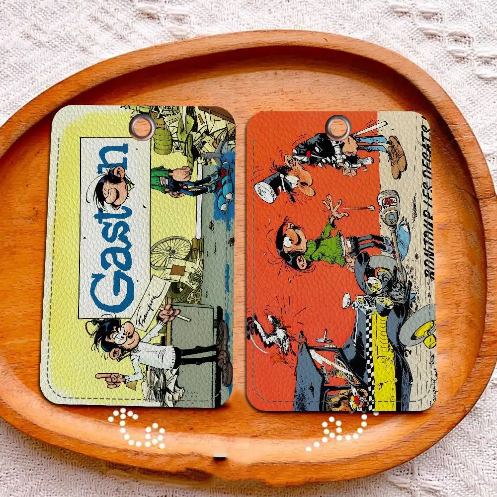 G-Gaston Lagaffe Anime Rectangle Keychain Card Holder, Badge Credit Card Holder, Student ID Card Holder, Bus Cards Cover