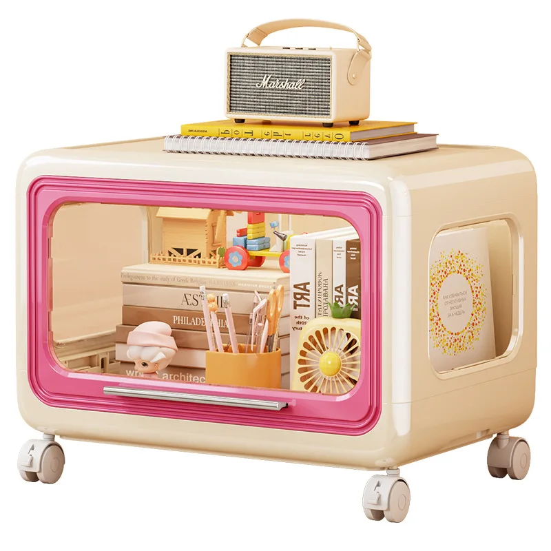 AOLIVIYA خزانة المنزل تخزين الكتب أشتات الغبار واقية متعددة الوظائف الرف لعبة التشطيب عجلة مختومة عربة #5