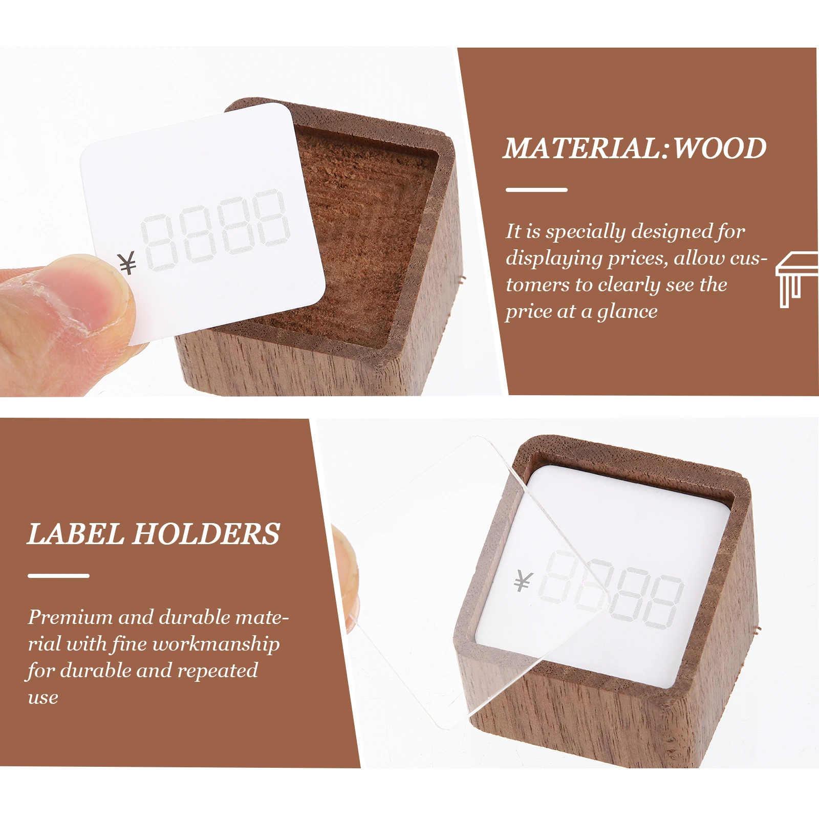 Price Display Board Solid Wood for Retail Tag Holders Signage Merch ise Price Label Holder Sign Display Holder Wide Flat Base