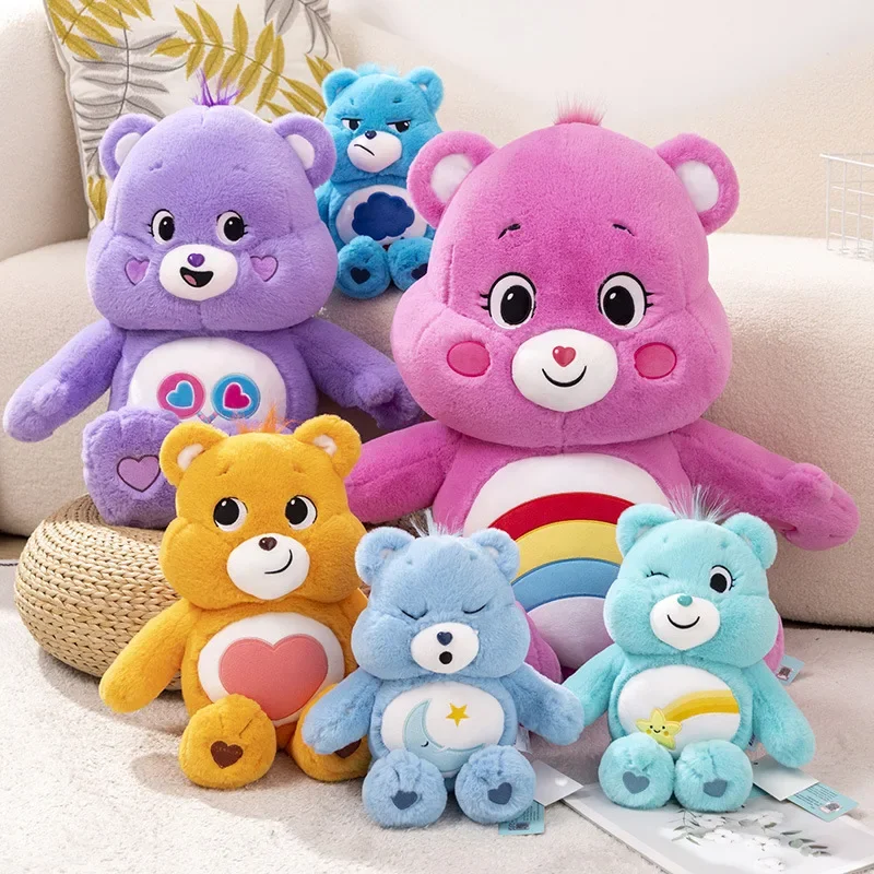 Genuine Carebear Colorful Plush Toy Rainbow Bear Doll Rag Doll Comfort Bear Pillow Companion Gift