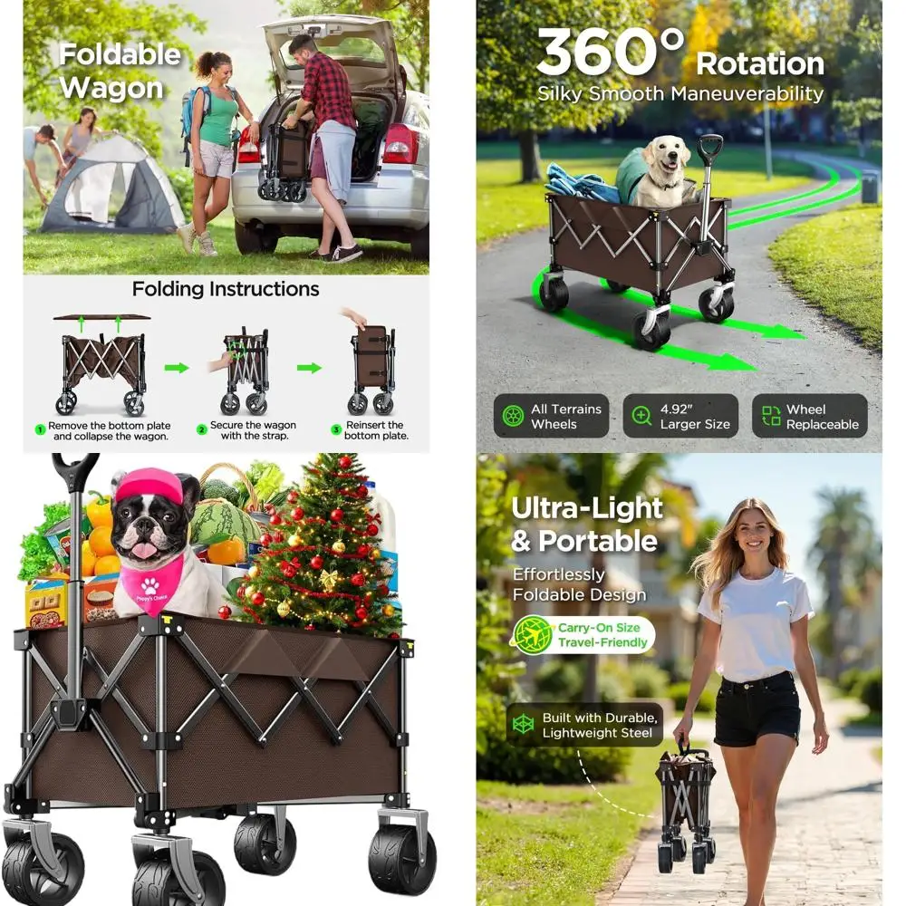 

Large-Capacity Collapsible Wagon with Big Wheels for Outdoor Activities and Storage