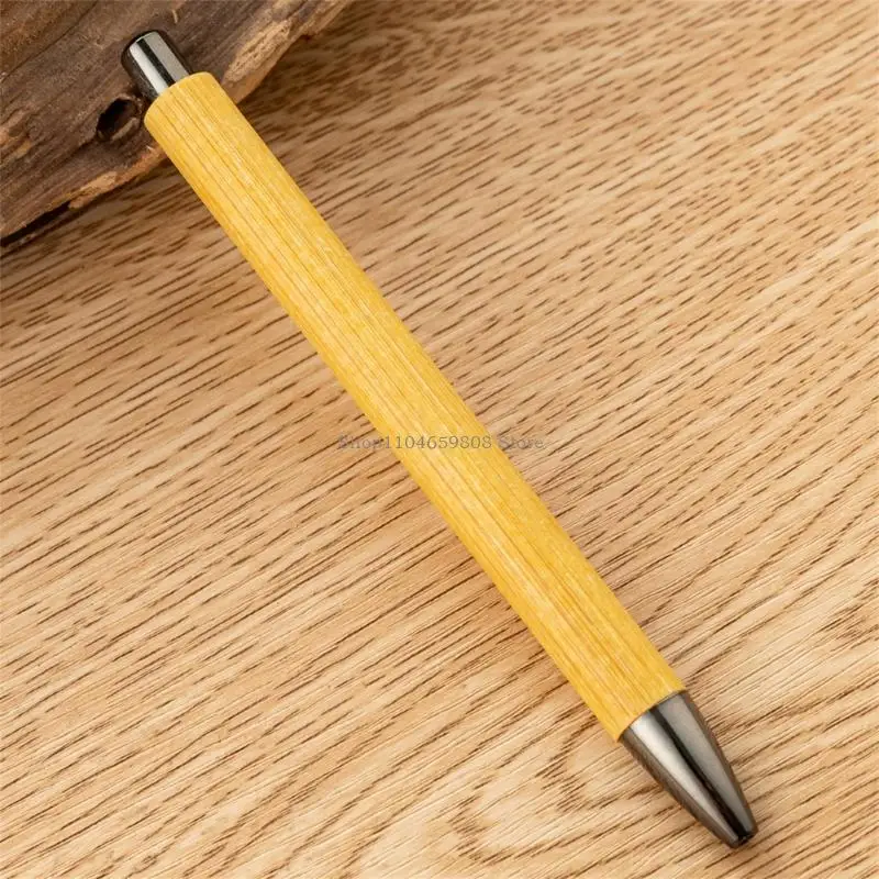 

Retractable Ballpoint Pen 1.0mm Smooth Writing Tool Bamboo Signing Pen For Sketching Notetaking Tasks
