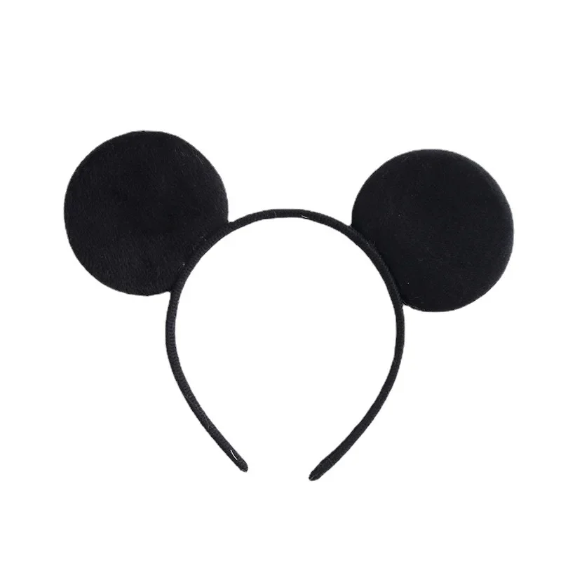 1/2/6/Uds diadema con orejas de ratón, orejas más grandes negras sólidas para niño y niña, recuerdos de fiesta de cumpleaños, diadema de animales con orejas redondas Miky