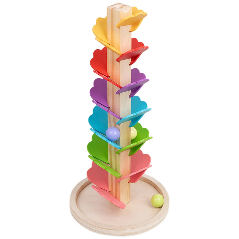 Colorful Wooden Marble Run Tree Toy Drop Puzzle Track Game for Kids Ages 3 4 8 Toddler Montessori Educational Building