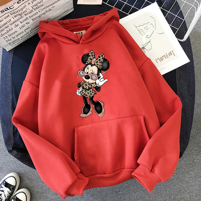 Felpe con cappuccio moda Minnie Disney felpa con cappuccio Kawaii Mickey Mouse donna felpa bambini ragazzi ragazze Harajuku Streetwear abbigliamento