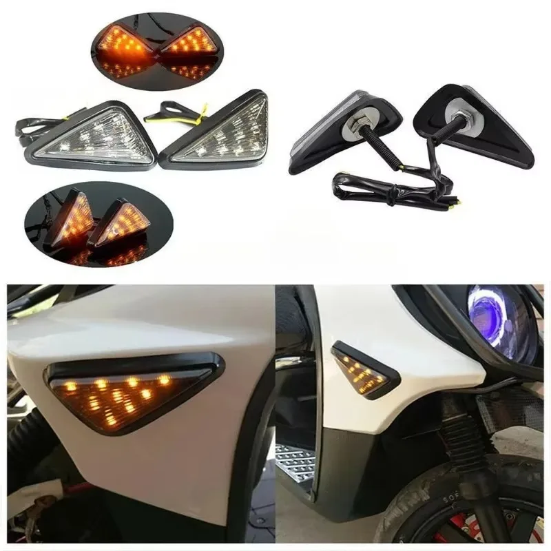 

1pair Motorcycle LED Triangle Turn Signals Street Car Sports Car Indicators Lights Amber Blinker Day Running Light Modified Part