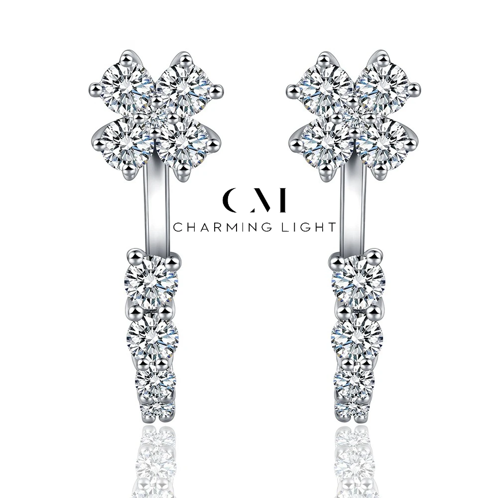

CHARMING Perfect Cut Full Moissanite Earrings Customize Lab Diamond 925 Sterling Sliver for Women Fine Engagement Jewelry Gifts