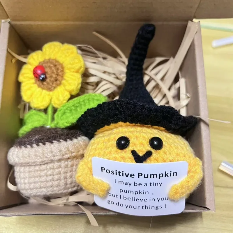 Vendita calda Divertente set di peluche all'uncinetto: pulcino, ape e tartaruga con fioriera di girasole, giocattoli lavorati a maglia fatti a mano e regalo decorativo