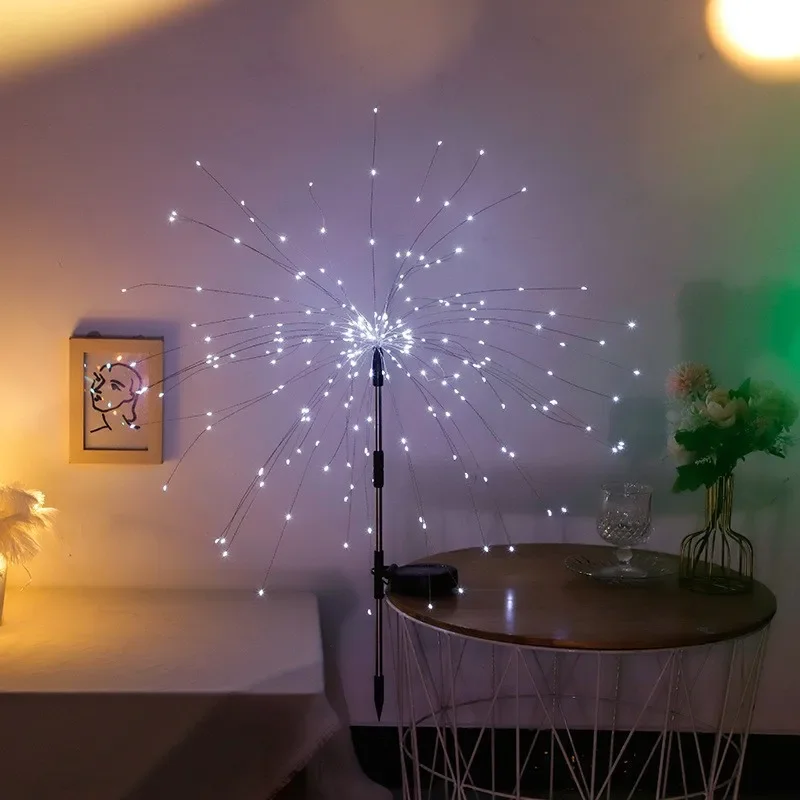 Lampe de feux d'artifice de pissenlit avec télécommande, guirlandes lumineuses à LED, éclairage de paysage de vacances, lumières de Noël, 8 modes