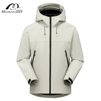 

MAIDANGDI Stormtrooper Jacket Outdoor Hooded Waterproof Windproof Hiking Suit Windproof Zipper Solid Color