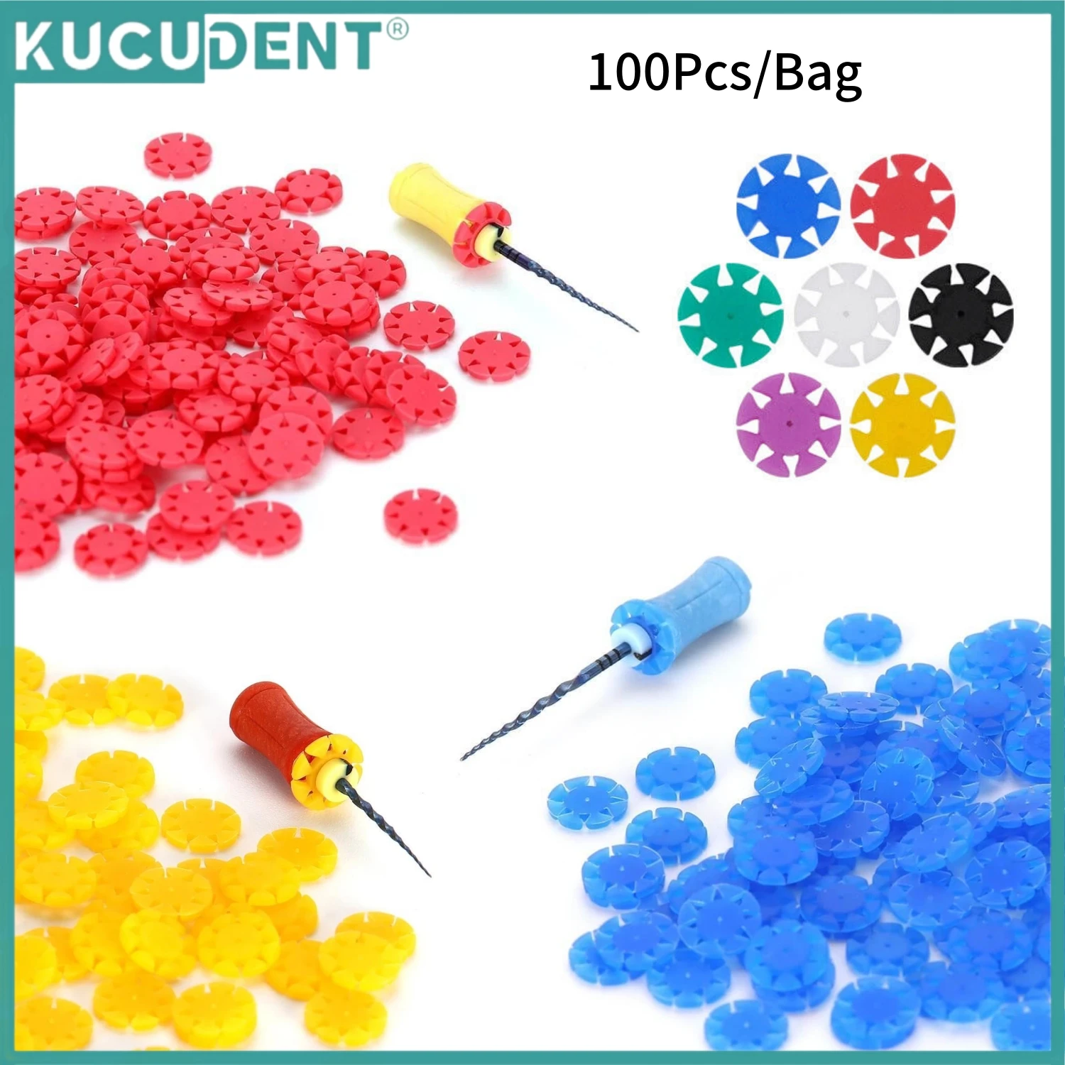 

KUCUDENT 100pcs Dental Endo Root Canal File Stopper Disinfection Marking Circle Ring Counting Silicone Endodontics Stopper