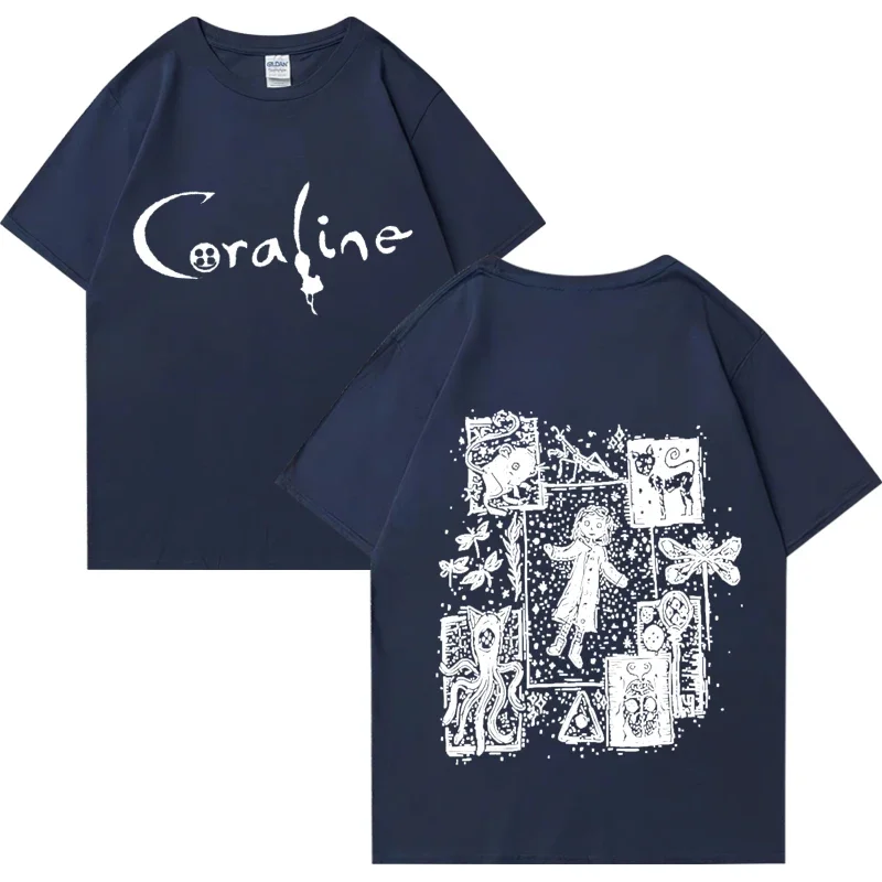 Coraline Movie Graphics vintage T shirt 2024 Mężczyźni Kobiety Moda vintage streetwear koszulka unisex z krótkim rękawem