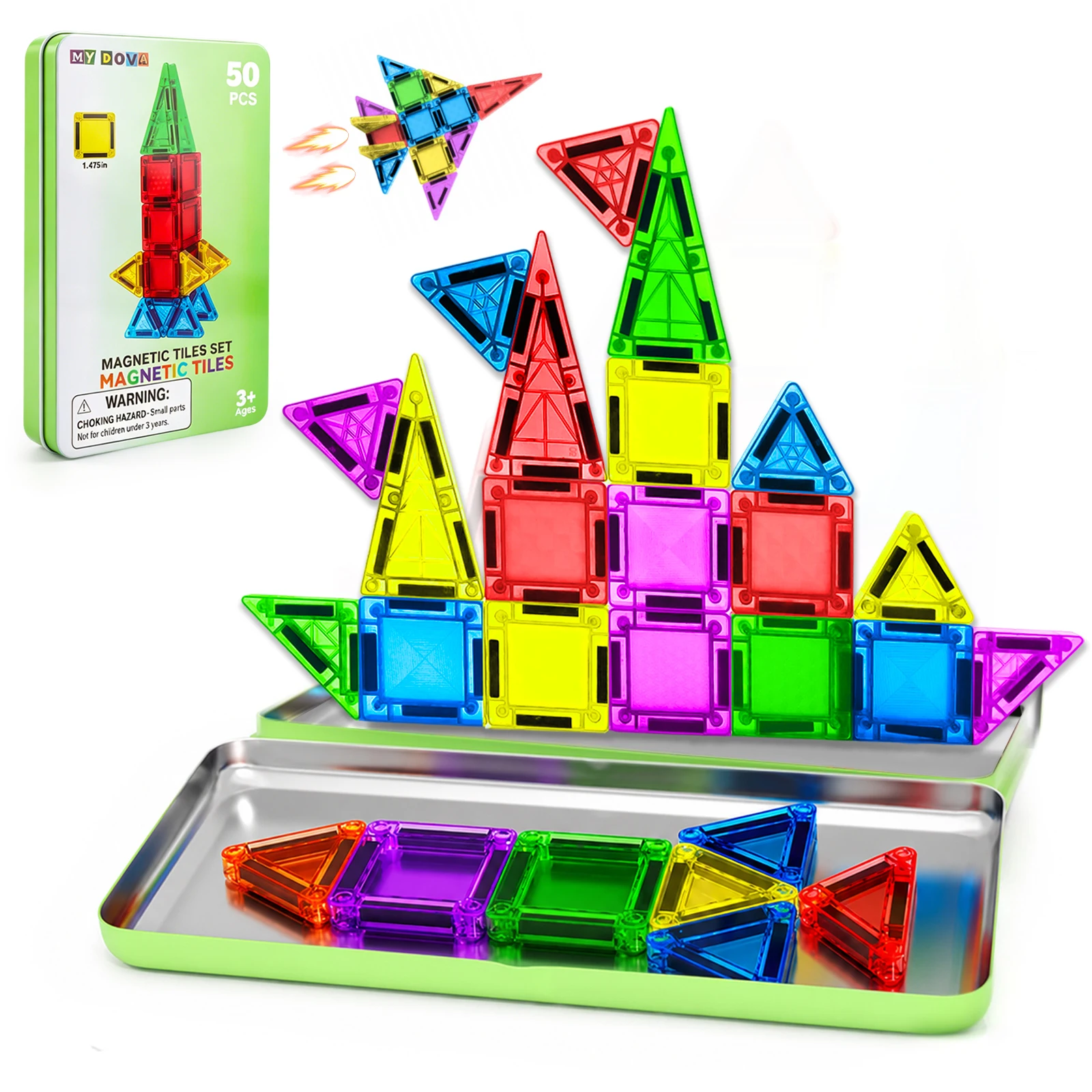 MYDOVA Magnetische Bausteine für Kinder, Lehrreiche Magnetische Bausteine für Jungen und Mädchen, STEM Vorschul- und Kindergarten-Lernspielzeug