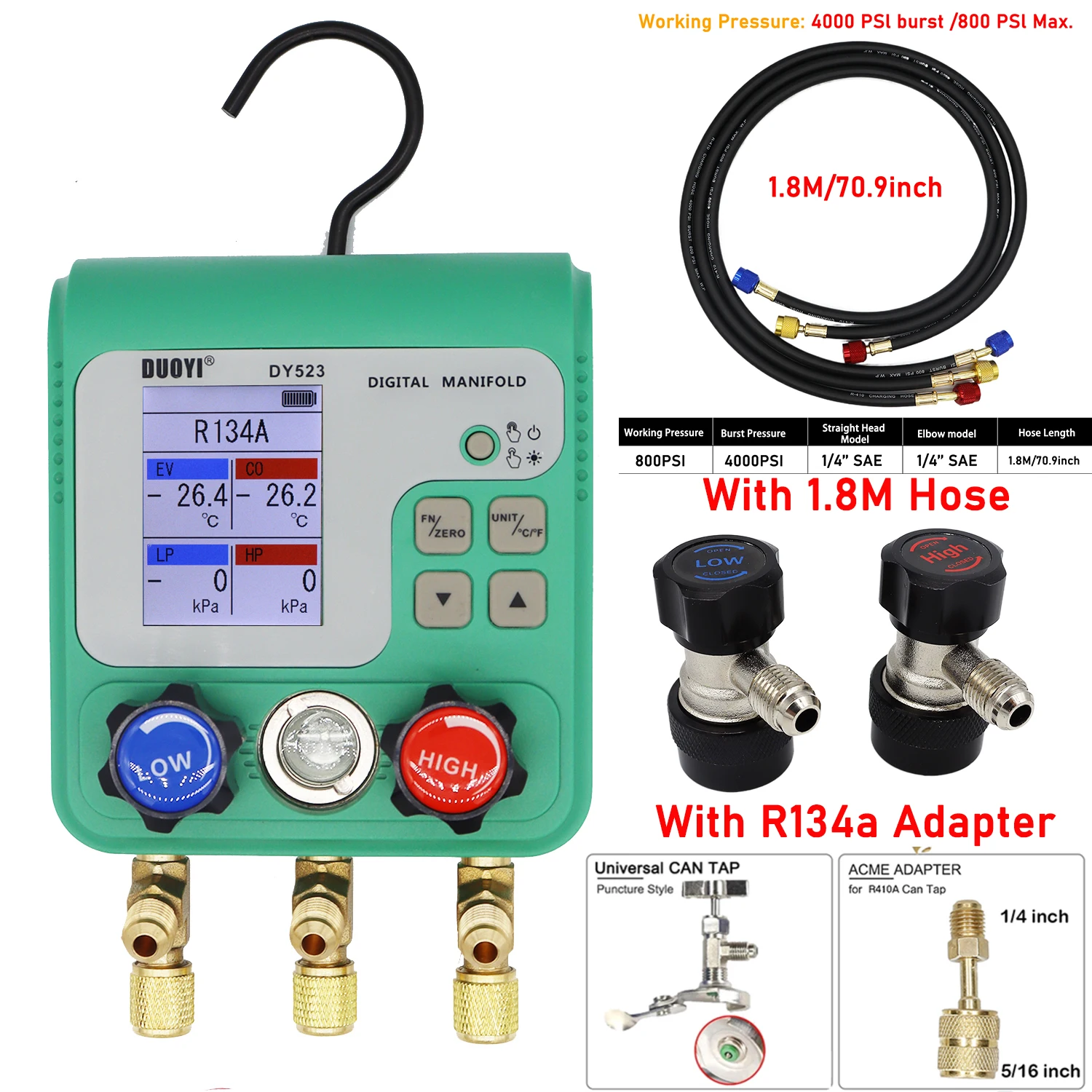 Manifold gauge Air Conditioner Refrigerant Leak Manifold HVAC Vacuum Pressure Temperature Tester Digital Manifold Gauge Meter