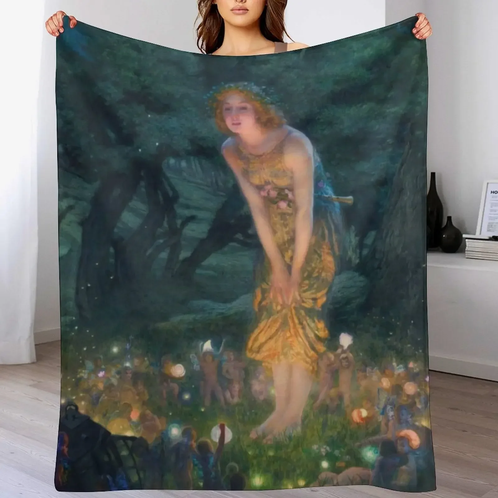 Midsummer Eve by Edward Robert Hughes Throw Blanket christmas gifts Decorative Sofa Blankets