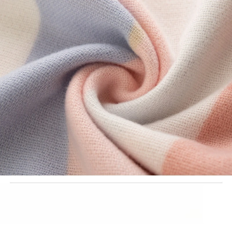 Korean Gentle and Sweet Color Bar Imitation Cashmere Scarf Women's Winter Explosion Advanced Sense Cold and Warm Scarf