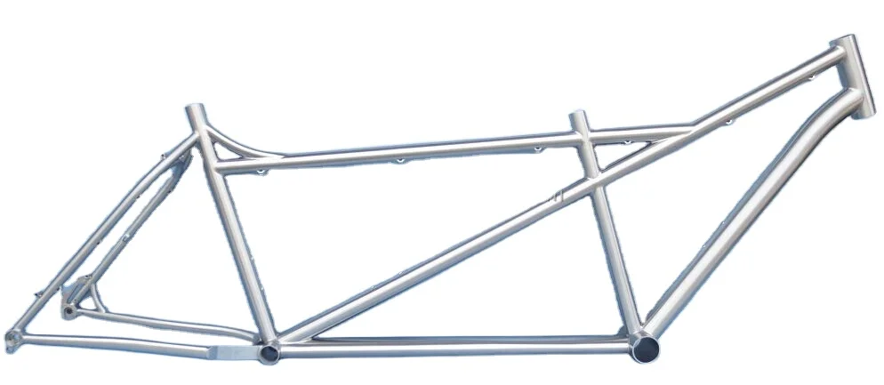 titanium bicycle tandem fat frame custom tandem fat frame with hand bush finished titanium tandem two seat frame