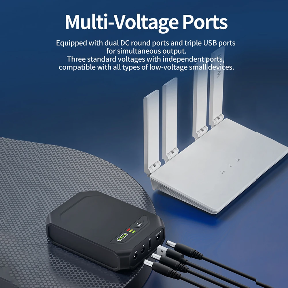 10400mAh Mini UPS Uninterruptible Power Supply Detachable 18650 Battery 12V 9V 5V DC Output Portable Backup Power for Router - view 5