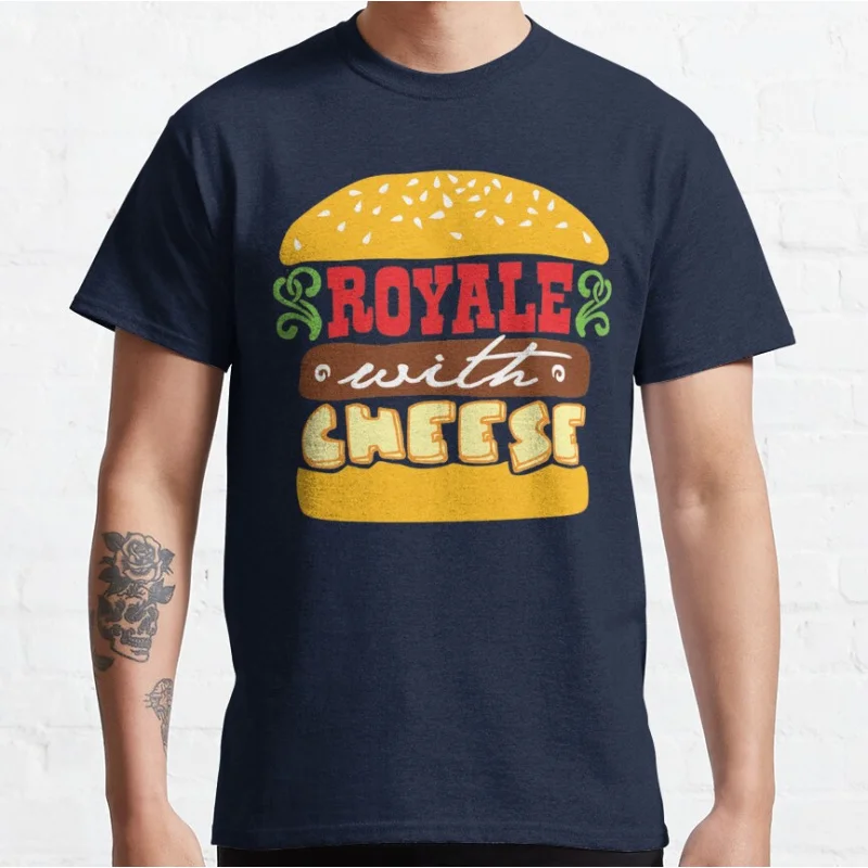Royale with cheese 80s vintage movie Pulp fiction Short-sleeve crewneck T-shirt for men large size Adult Tops S-6xl