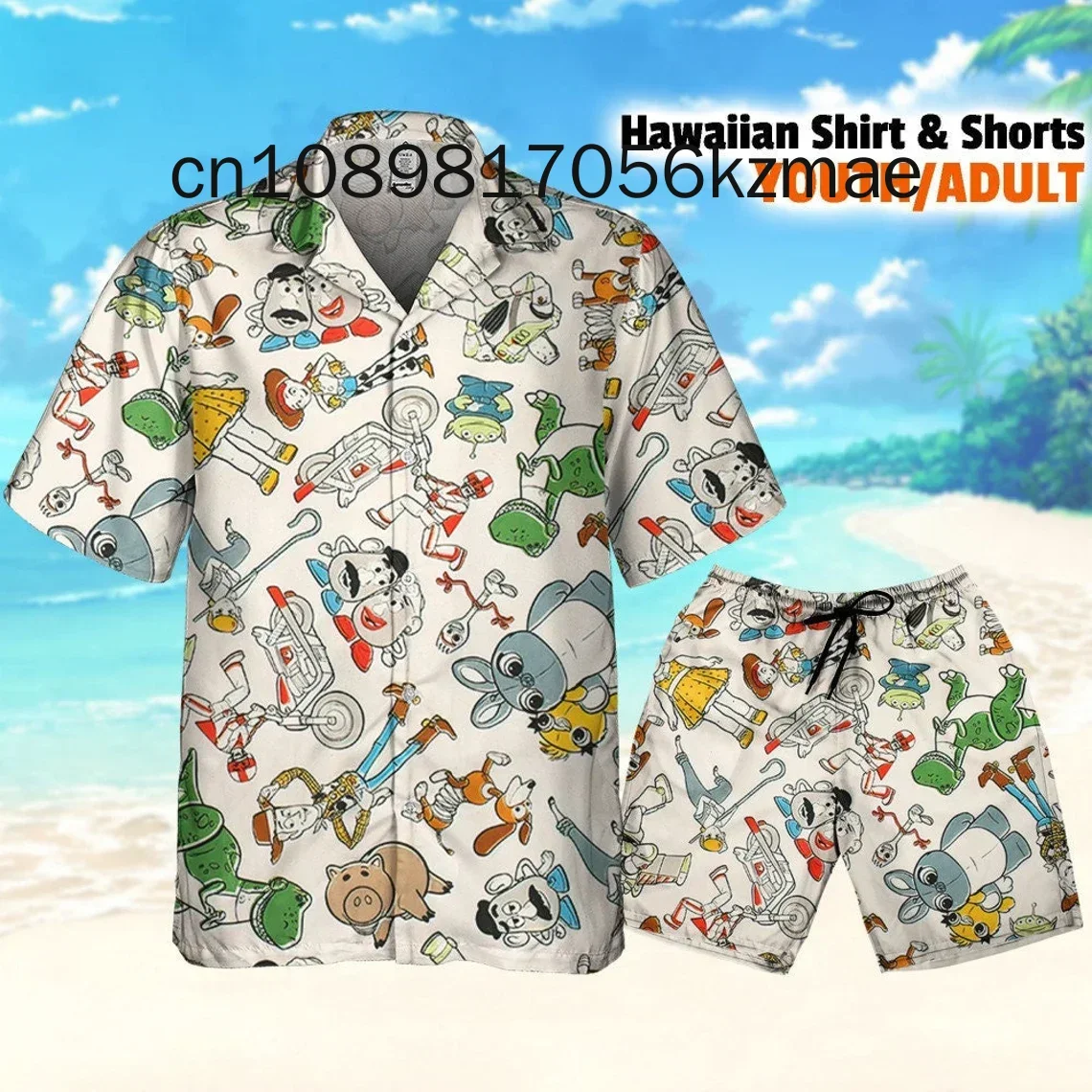 Toy Story Buzz Lightyear Hawaiian Shirt Shorts Set Casual Beach Vacation Short Sleeve Set Disney Beach Shorts Retro Button Shirt