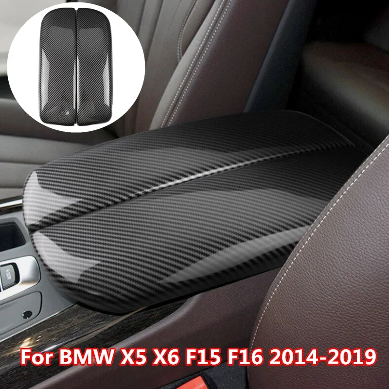 Carbon Fiber Center Console Armrest Box Cover Trim For BMW X5 X6 F15 F16 14-19