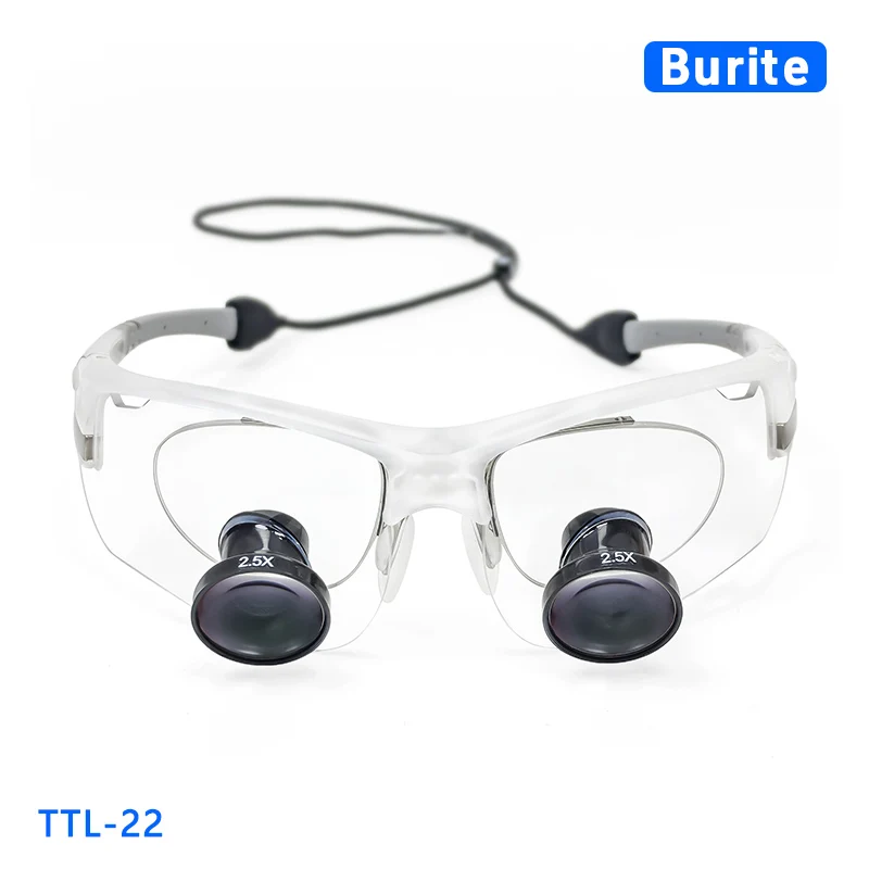 

Burite 22 TTL галлийские лупы 2,5X/3,0X/3,5X IPD индивидуальные стоматологические хирургические лупы пластиковые линзы очки с защитой от брызг по рецепту