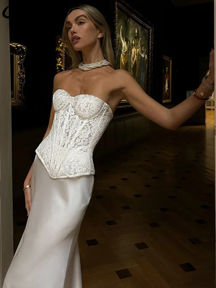 

Элегантные кружевные топы, атласные юбки, комплекты женских тонких топов с открытыми плечами, костюм с макси-юбкой, женские летние вечерние вечерние халаты ﻿