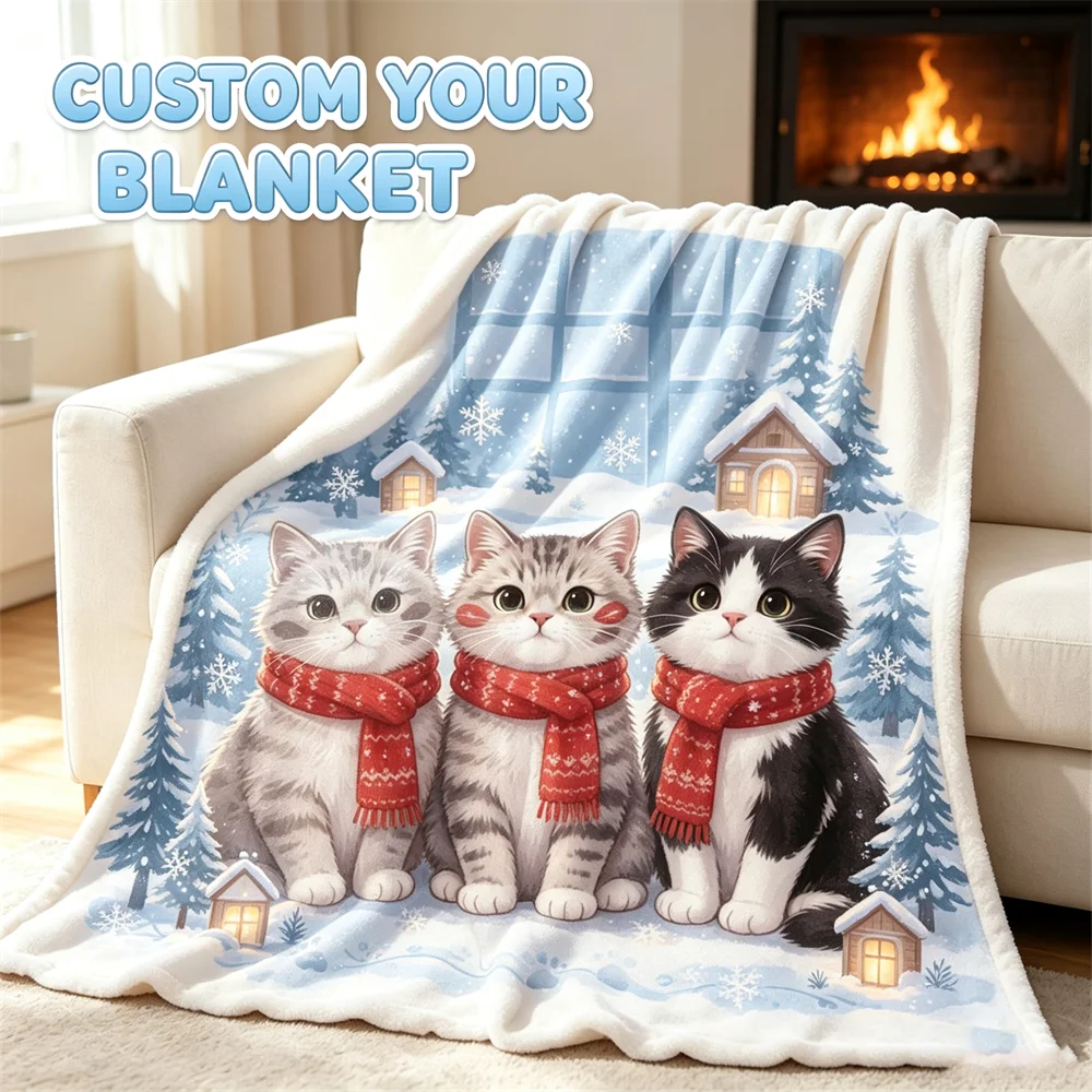 Custom Photo Throw Blanket Personalized Flannel Soft Warm with Image And Text Memorial Birthday Gift