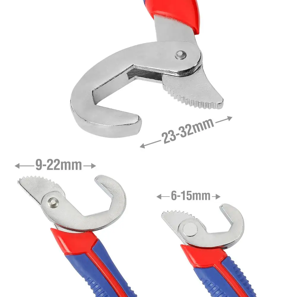 WORKPRO Adjustable Wrench Spanner Set Double End Multi-Function Universal Wrench Quick Snap Soft Grip