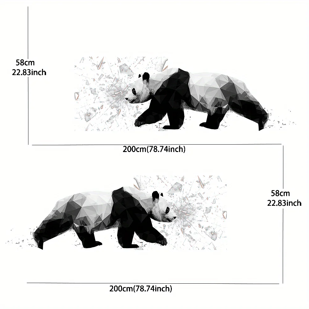 Panda Geometric Art Style Decals/PVC (Polyvinyl Chloride) Decorative Stickers for Car Body/Door Side, Universal Fit for All Cars