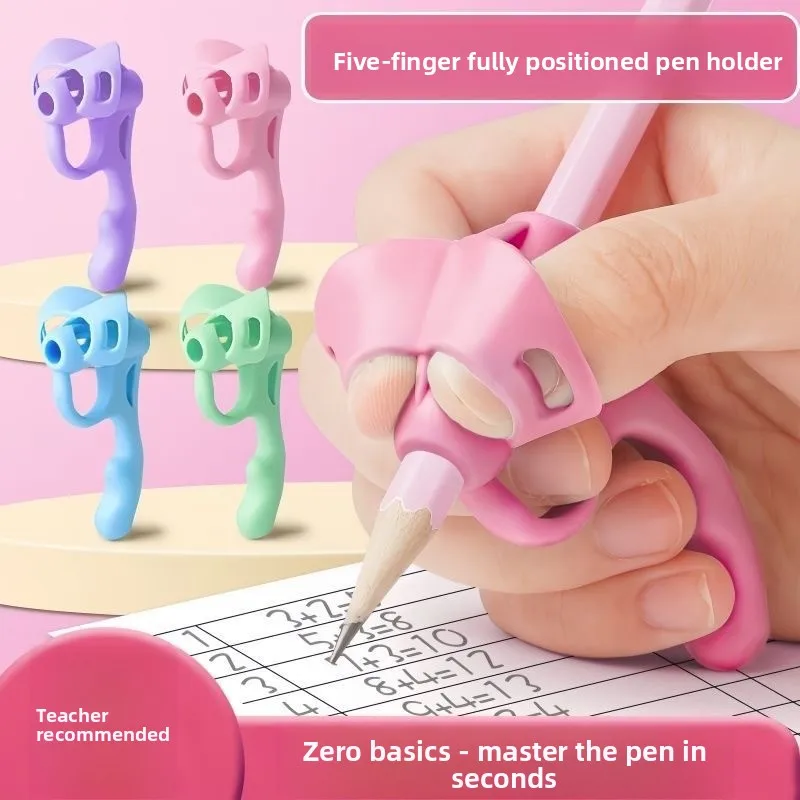 Pencil Grips with Wrist Hook Corrector for Kids, Soft Silicone Writing Posture Correction Trainer for Beginners