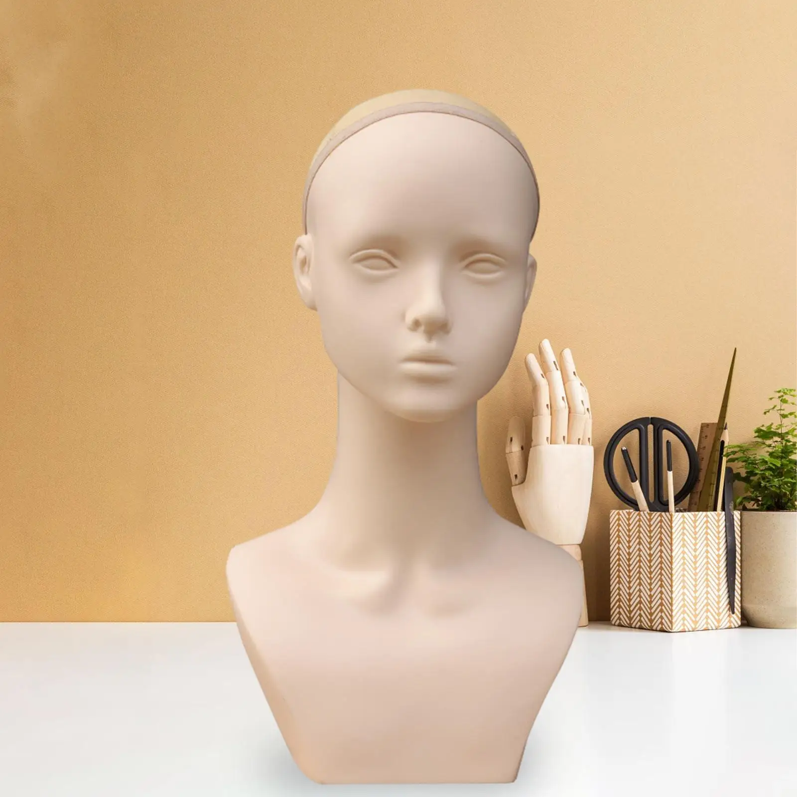 Manikin Wig Display Stand Earring Holes Mannequin Head Female Head Rack for Supplies Beauty Salon Practicing Presents Hairpieces