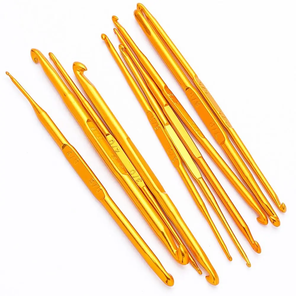 Aluminum Double End Crochet Hooks Handicraft Gold Multisize Knitting Needles Crochet Needles Hand Weave Tool