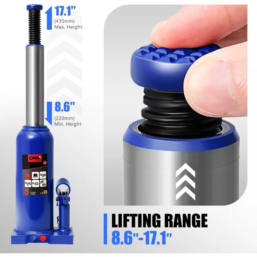 6 طن 13228 رطل قدرة الرفع مقبس الزجاجة الهيدروليكية الملحومة للسيارات لإصلاح وصيانة المركبات مثالية لالتقاط T