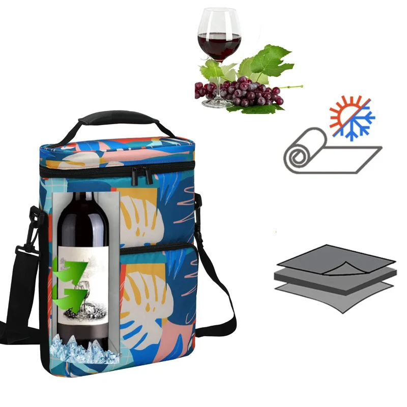

Wine Insulated Bag Fresh Keeping Ice Bag Portable Single Shoulder 2 Bottle Wine Bag