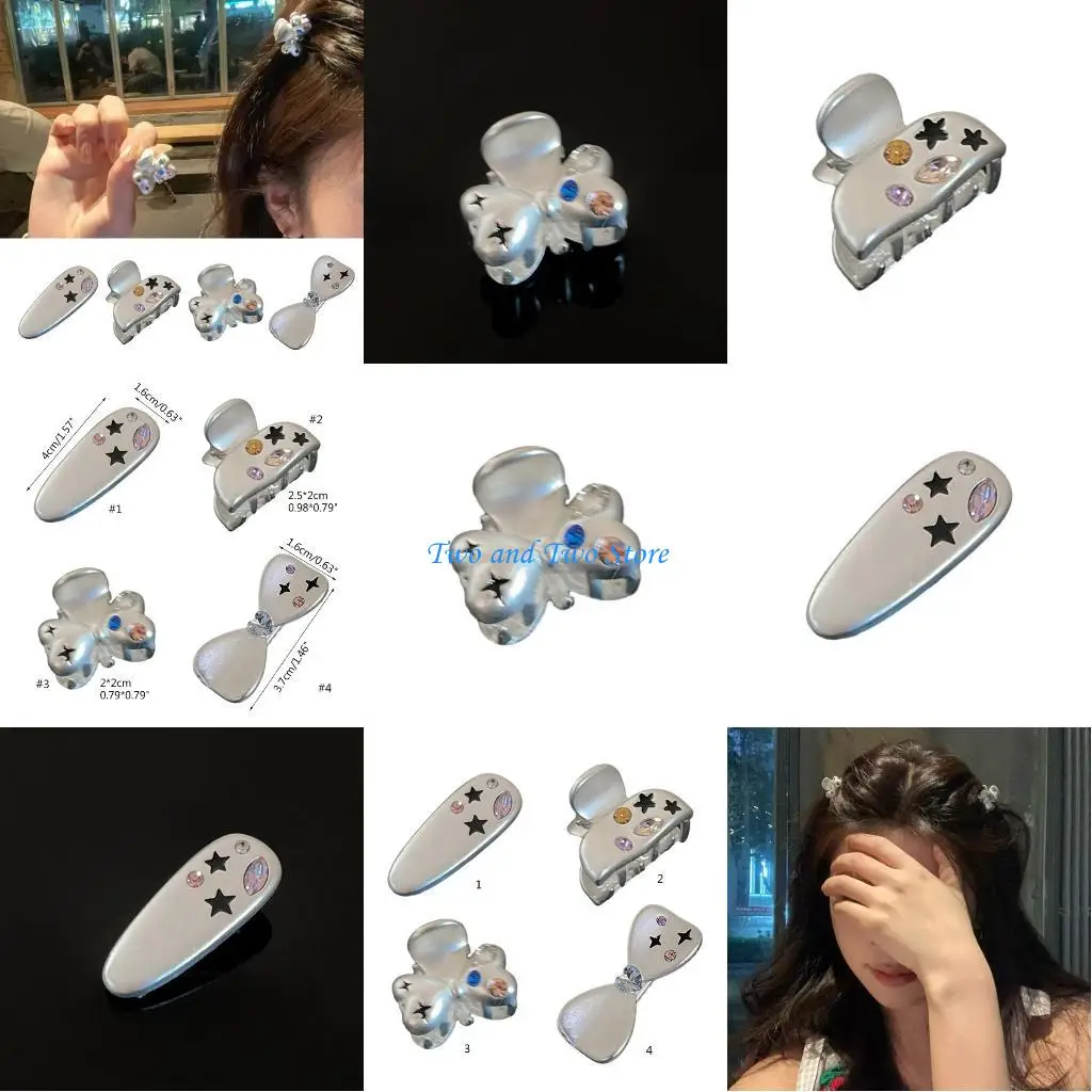 

HX6F Colorful Zircon Decors Ponytail Hair Claw Woman Casual Wash Face Hair Barrettes