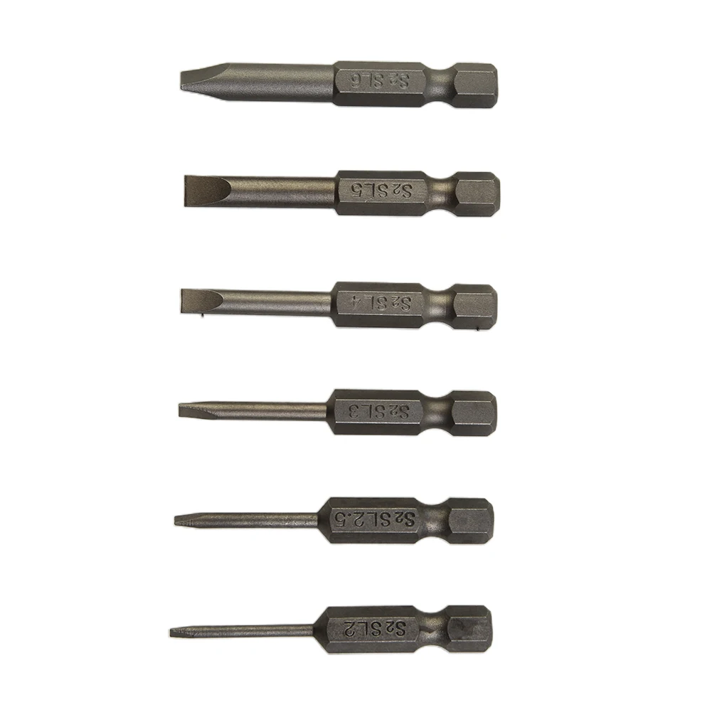 

New Practical Useful Durable Slotted Tip Screwdriver Bit Silver Slotted Tip 2.0-6.0mm 6pcs/set Screwdrivers Bits