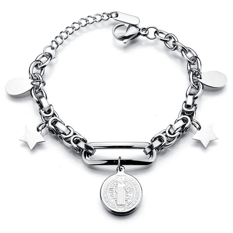 

Saint Benedict Exorcism Stainless Steel Women Men Bracelets Punk Trendy Amulet Jewelry Creativity Gift Wholesale