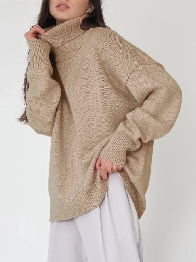 

Blubelle Women's Turtleneck Sweater Chic Autumn Winter Thick Warm Oversized Casual Loose Knitted Jumper Pullover