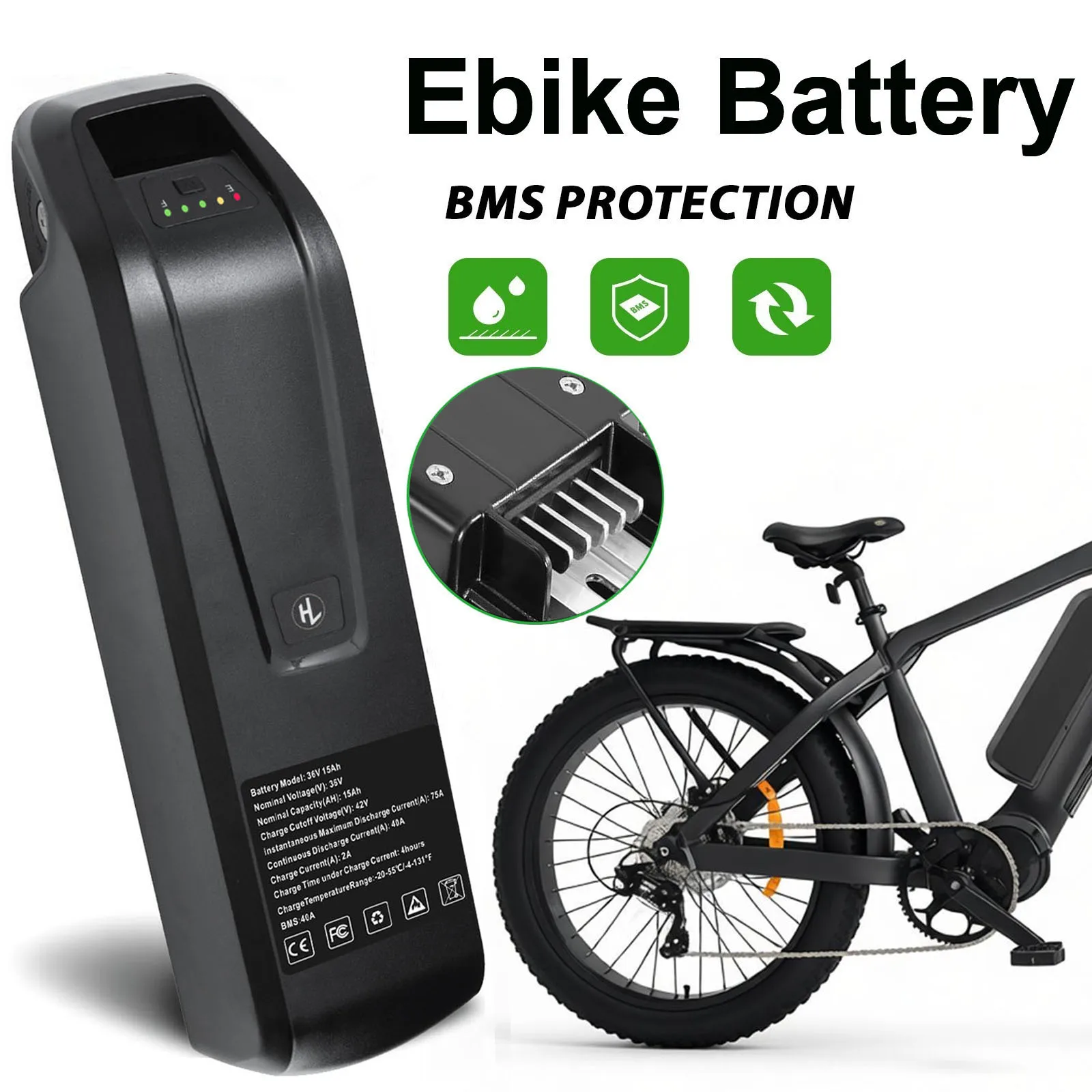 36V 10Ah/15Ah/20AH Hailong Ebike Battery with USB Lithium Li-ion 18650 Motor Bike Conversion Kit Electric Bike Bicycle