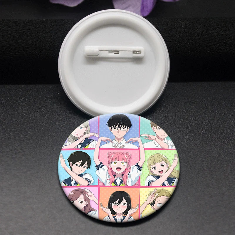 Anime You and Me Are Polar Opposites Pins Yuki Ayase,Makoto Kuga Badge Cute Round Cartoon Brooches for Backpack Accessories Gift